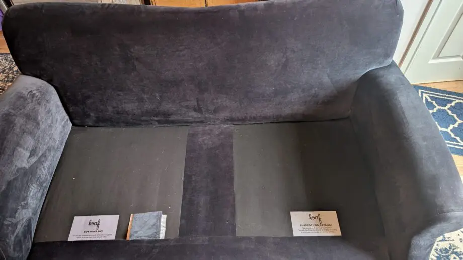 Loaf 'crumpet' ink blue clever velvet sofa