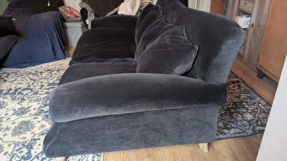 Loaf 'crumpet' ink blue clever velvet sofa