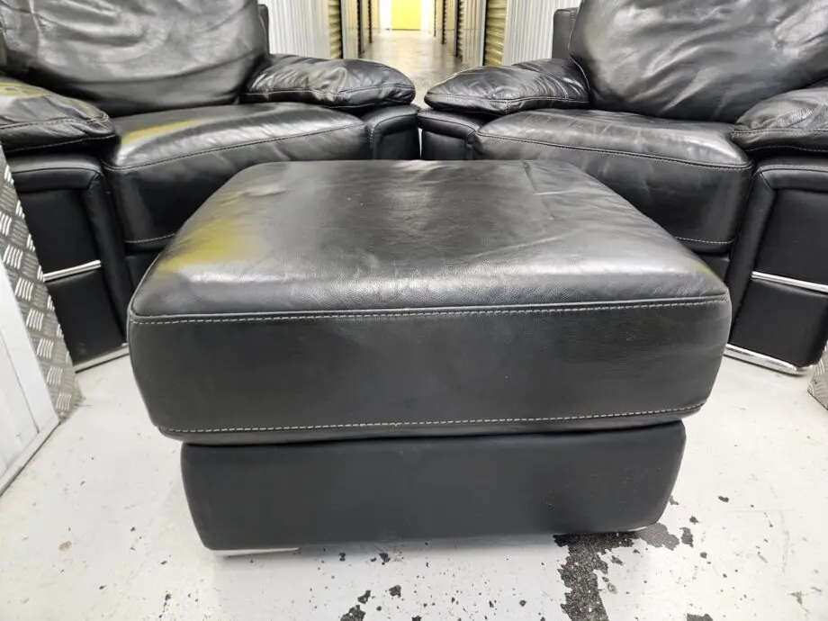 Custom full black leather sofology 4 piece set