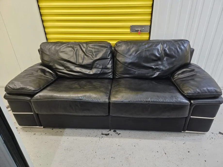 Custom full black leather sofology 4 piece set