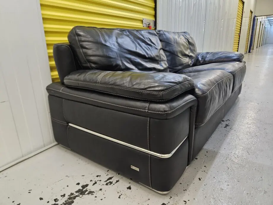 Custom full black leather sofology 4 piece set