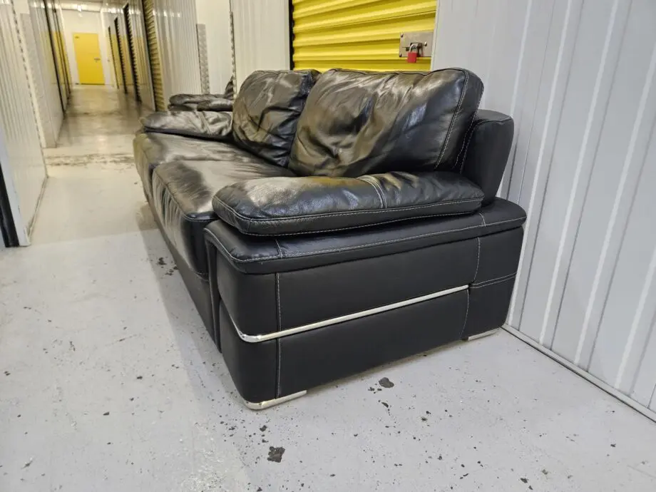 Custom full black leather sofology 4 piece set