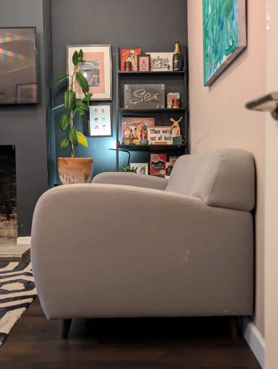 DFS French Connection Mid Century Style Grey Sofa Set (2 Sofas)