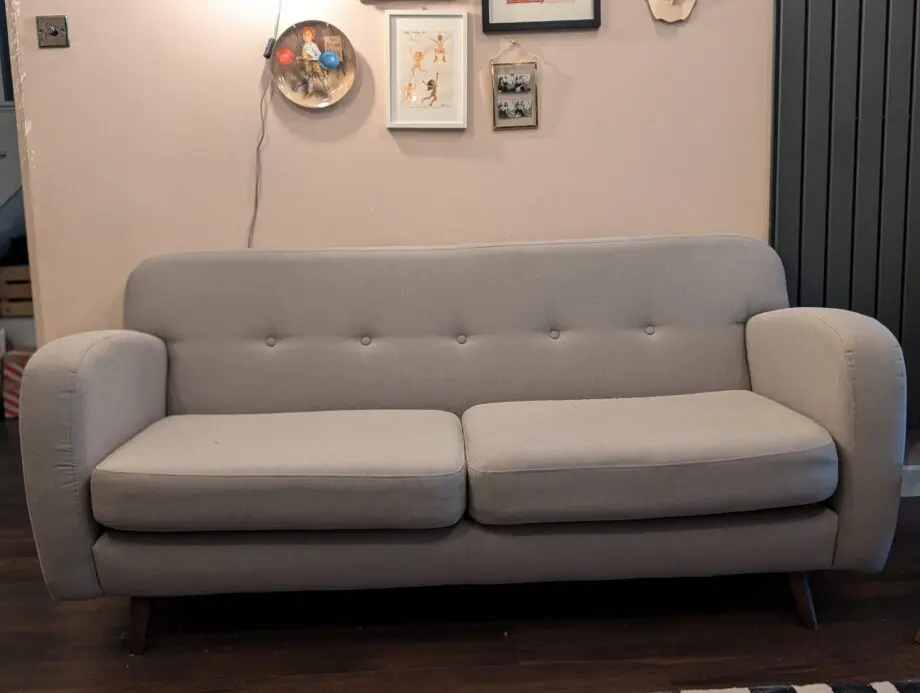 DFS French Connection Mid Century Style Grey Sofa Set (2 Sofas)