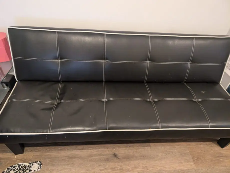 Faux leather sofa bed