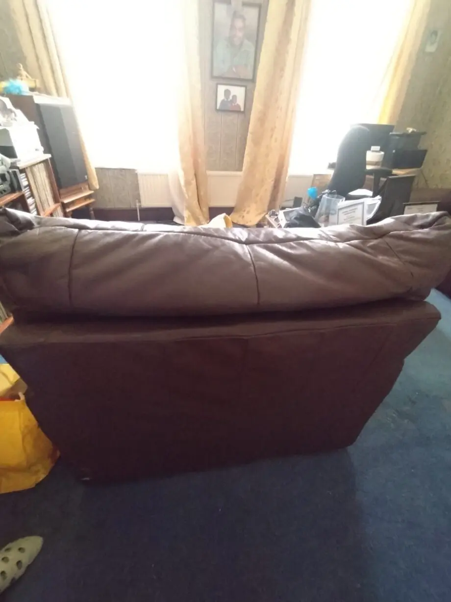 Brown Leather 3 seater and 1 seater sofas