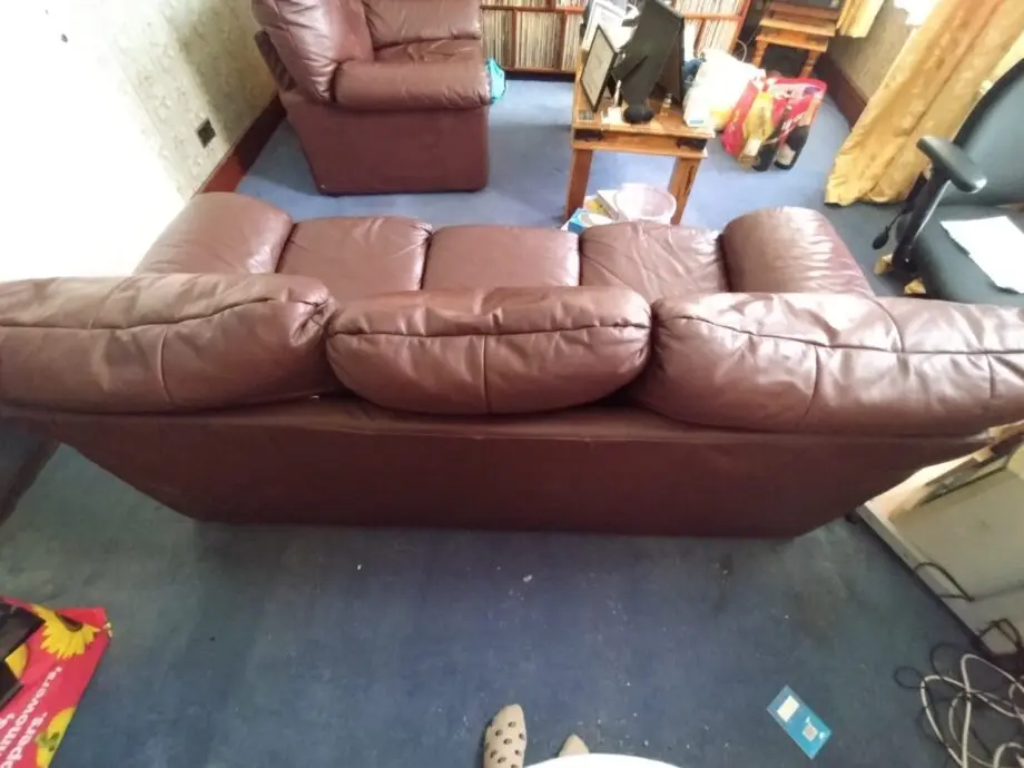 Brown Leather 3 seater and 1 seater sofas