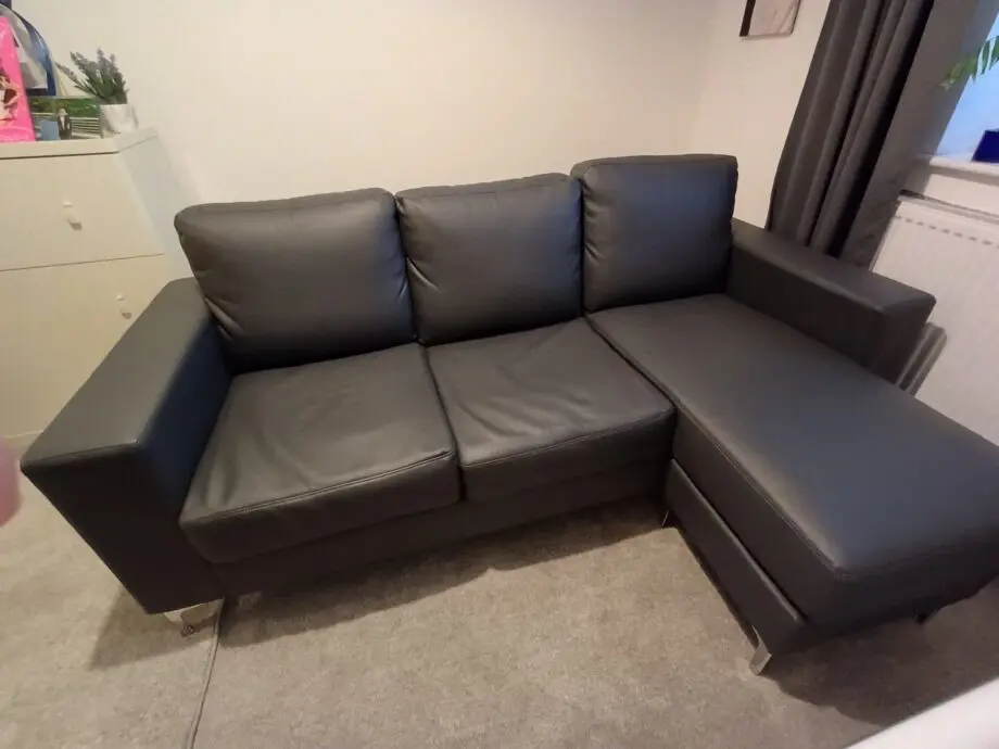 Grey leather Baltimore chaise sofa