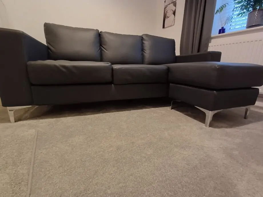 Grey leather Baltimore chaise sofa