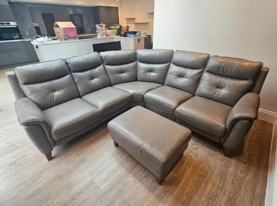 Grey leather Corner sofa