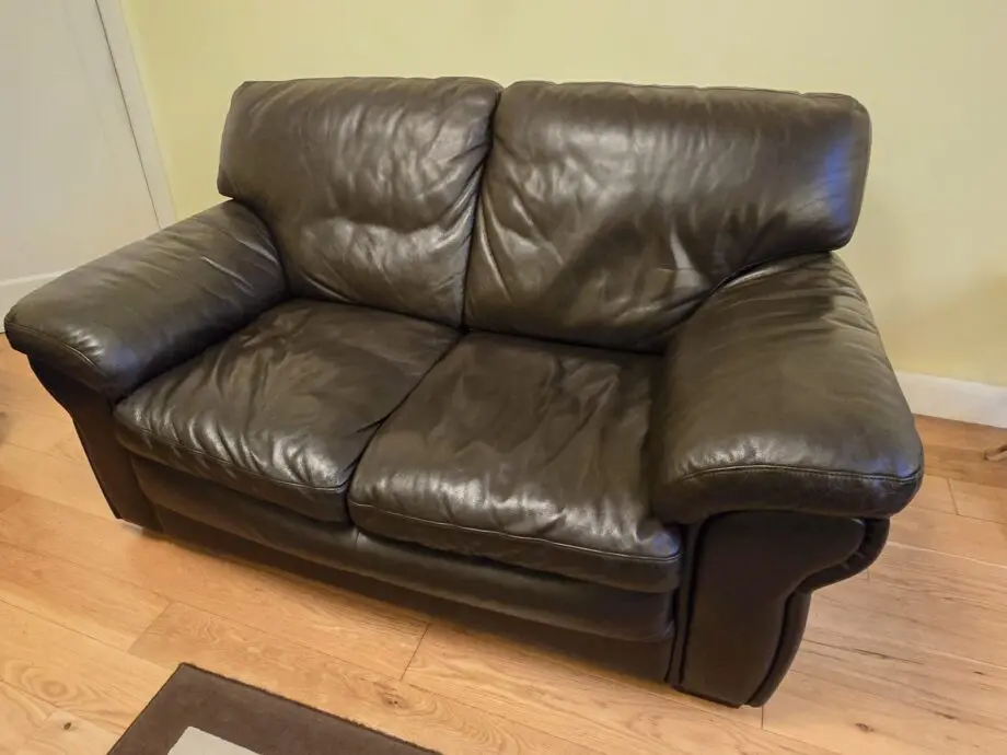 Dark Brown Leather Sofa, 2-Seater, Imported from Italy