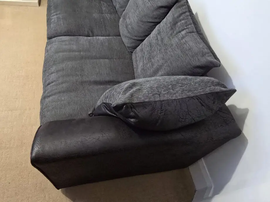 Grey-Black Fabric Sofa, 2-3 Seater
