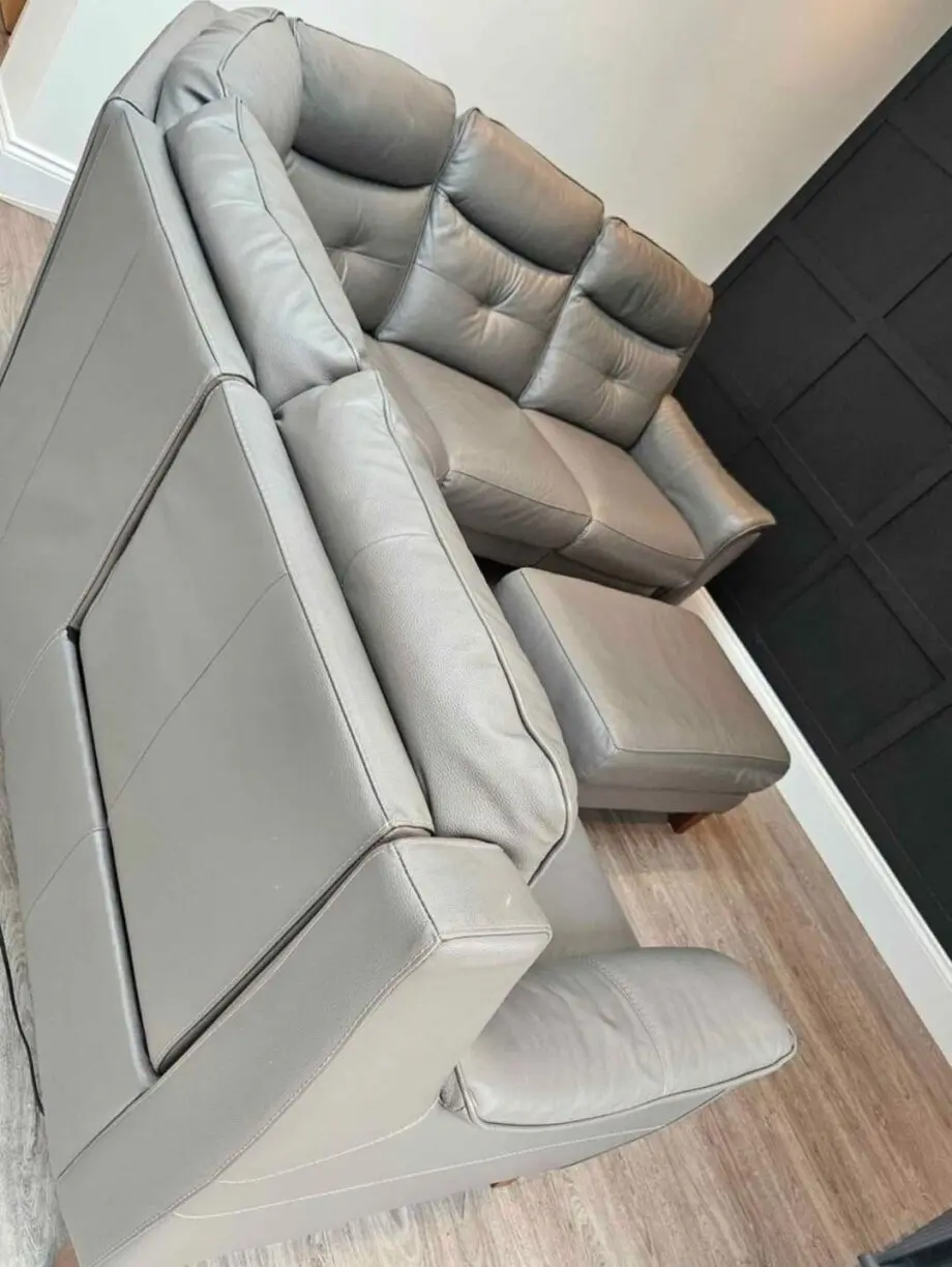 Grey leather Corner sofa