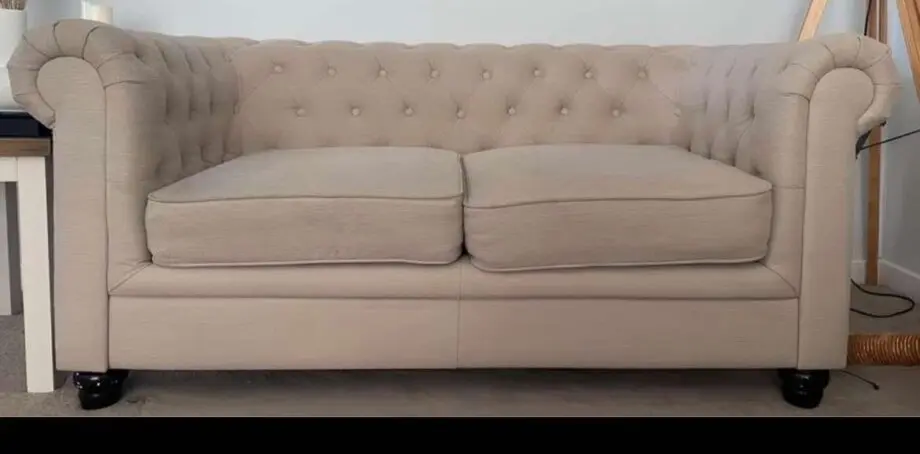 Beige Fabric Chesterfield Style 3 seater & 2 seater