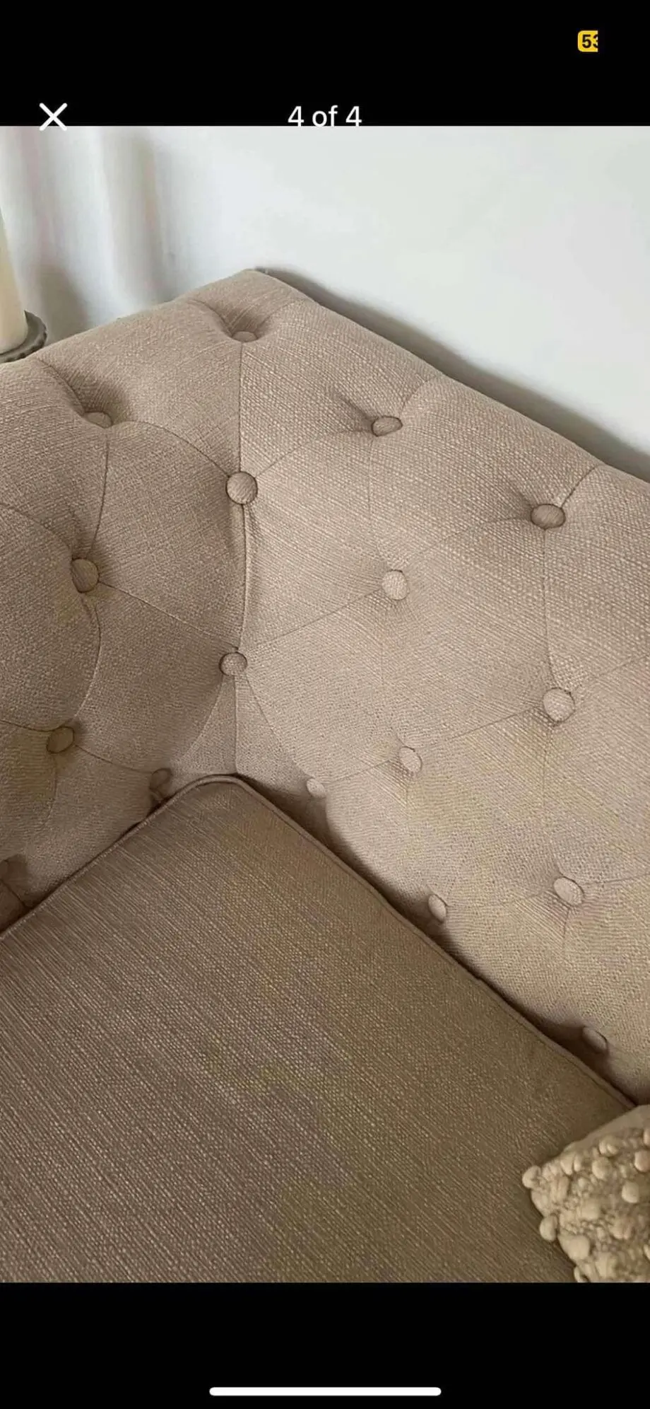 Beige Fabric Chesterfield Style 3 seater & 2 seater