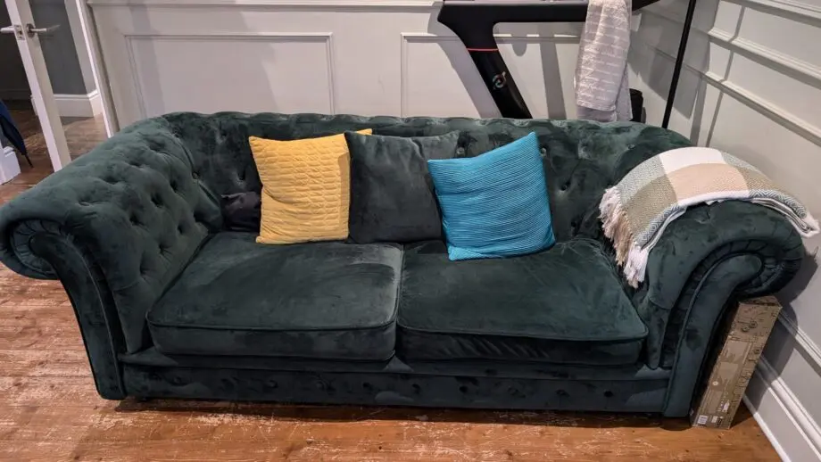 Made.com Branagh 2 Seater Chesterfield Sofa, Pine Green Velvet