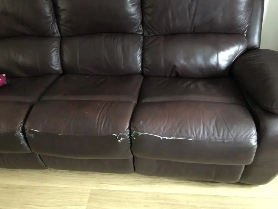 Leather 3 seater recliner chocolate coloured sofa