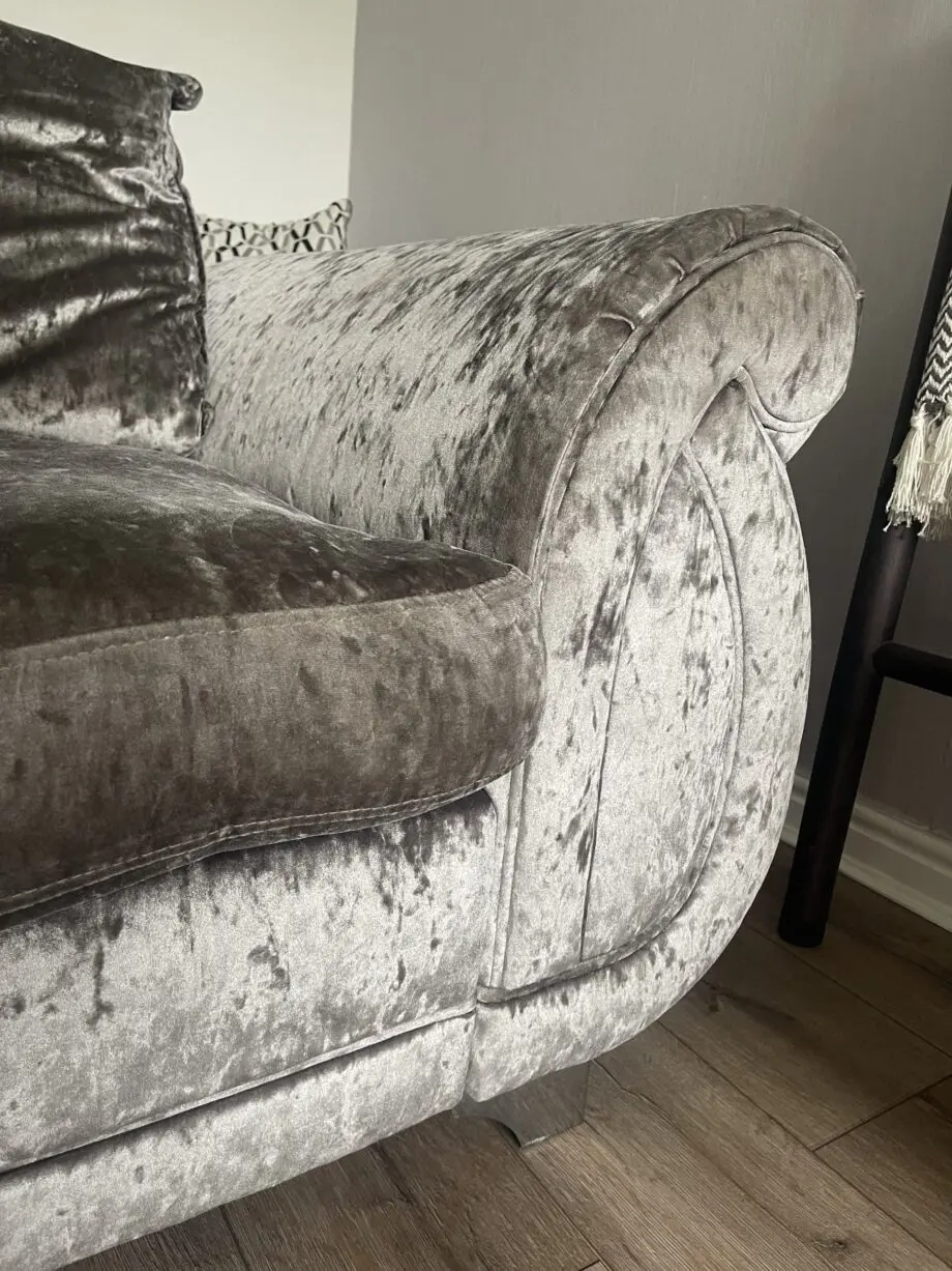 DFS Crushed Velvet Sofa & Cuddle Chair