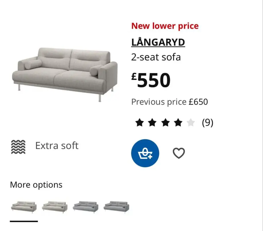 IKEA two seater sofa light grey