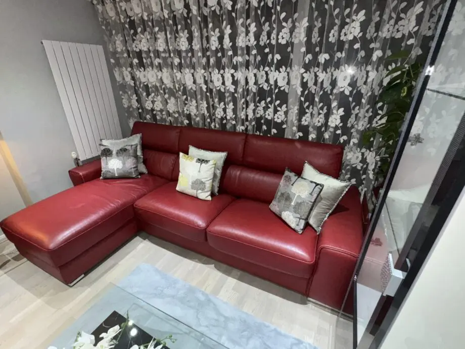 Kalamos/Velocity l Chaise Leather Corner Sofa Bed with small double sofa
