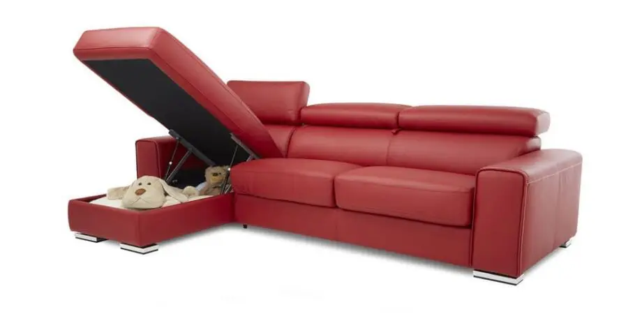Kalamos/Velocity l Chaise Leather Corner Sofa Bed with small double sofa