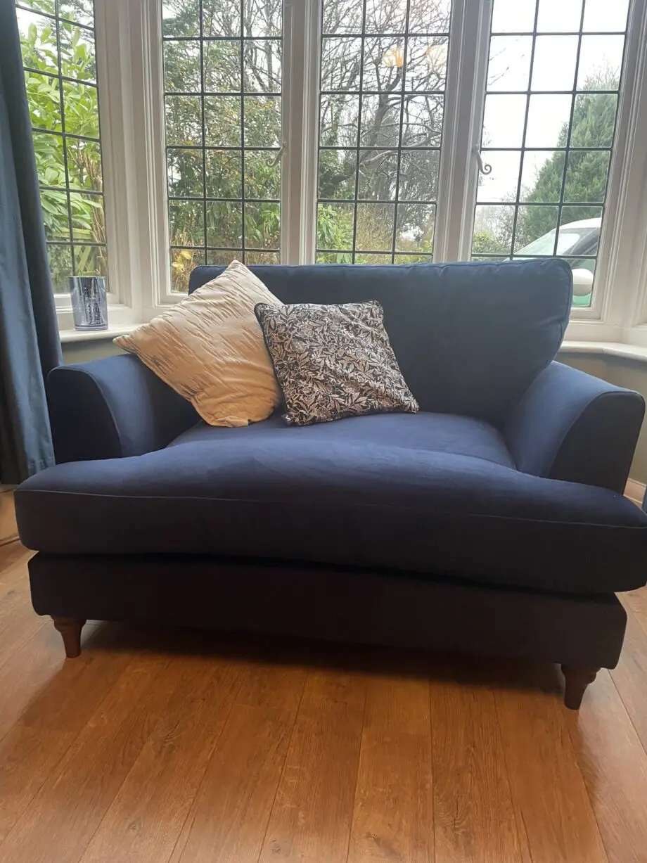 Joules Patterdale navy velvet cuddler sofa x 2