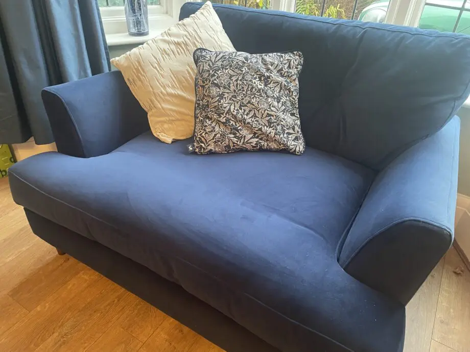 Joules Patterdale navy velvet cuddler sofa x 2