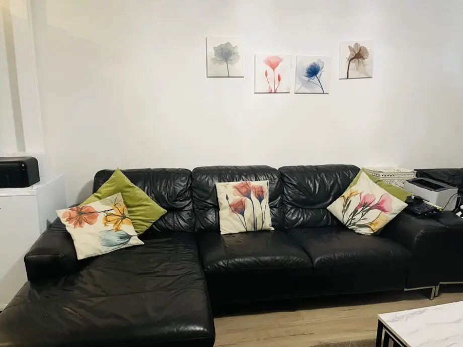 3 Piece DFS Brown Leather Sofa