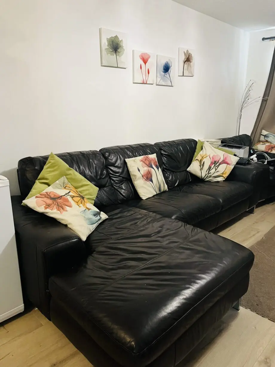 3 Piece DFS Brown Leather Sofa