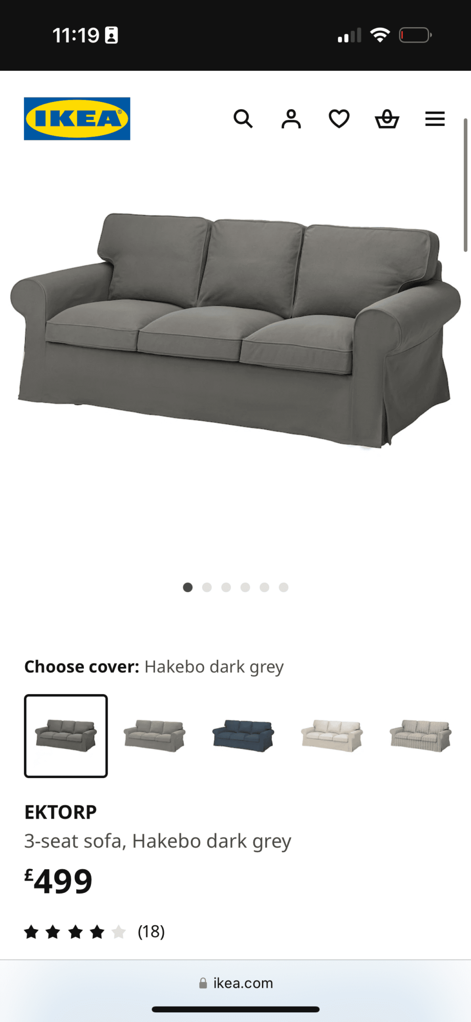 Three seat sofa armchair and foot rest Ikea