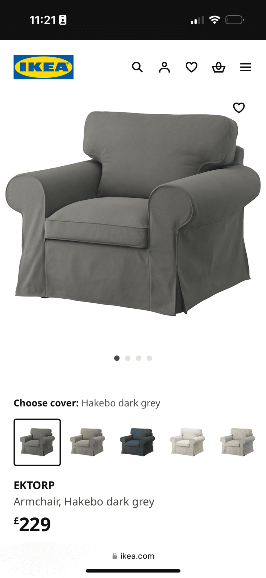 Three seat sofa armchair and foot rest Ikea