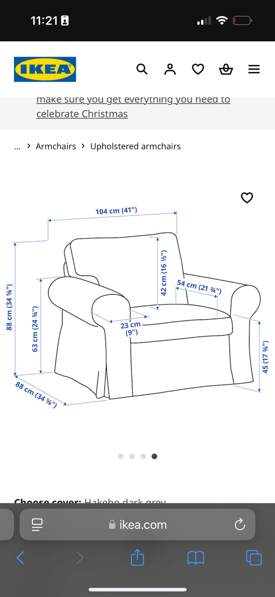 Three seat sofa armchair and foot rest Ikea