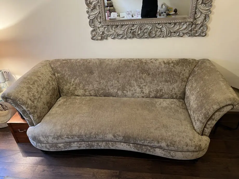 HAS TO GO TODAY AS NEW SOFA ARRIVING!!! EXCELLENT FINAL OFFER PRICE Sofa set (3 seater + 2 seater cuddler) DFS - Mink vintage style velvet