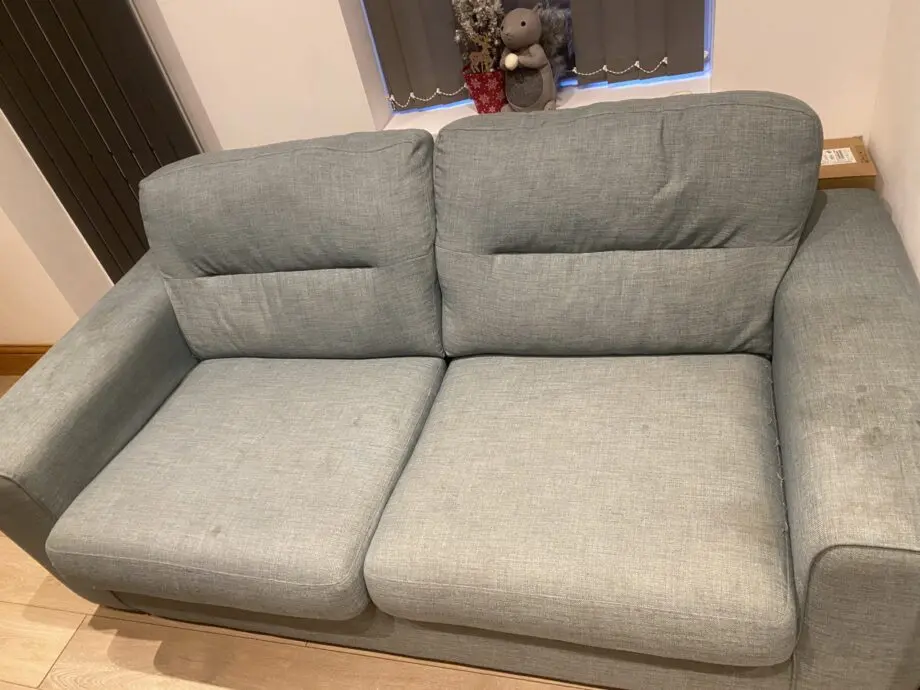 2 seater sofa, blue
