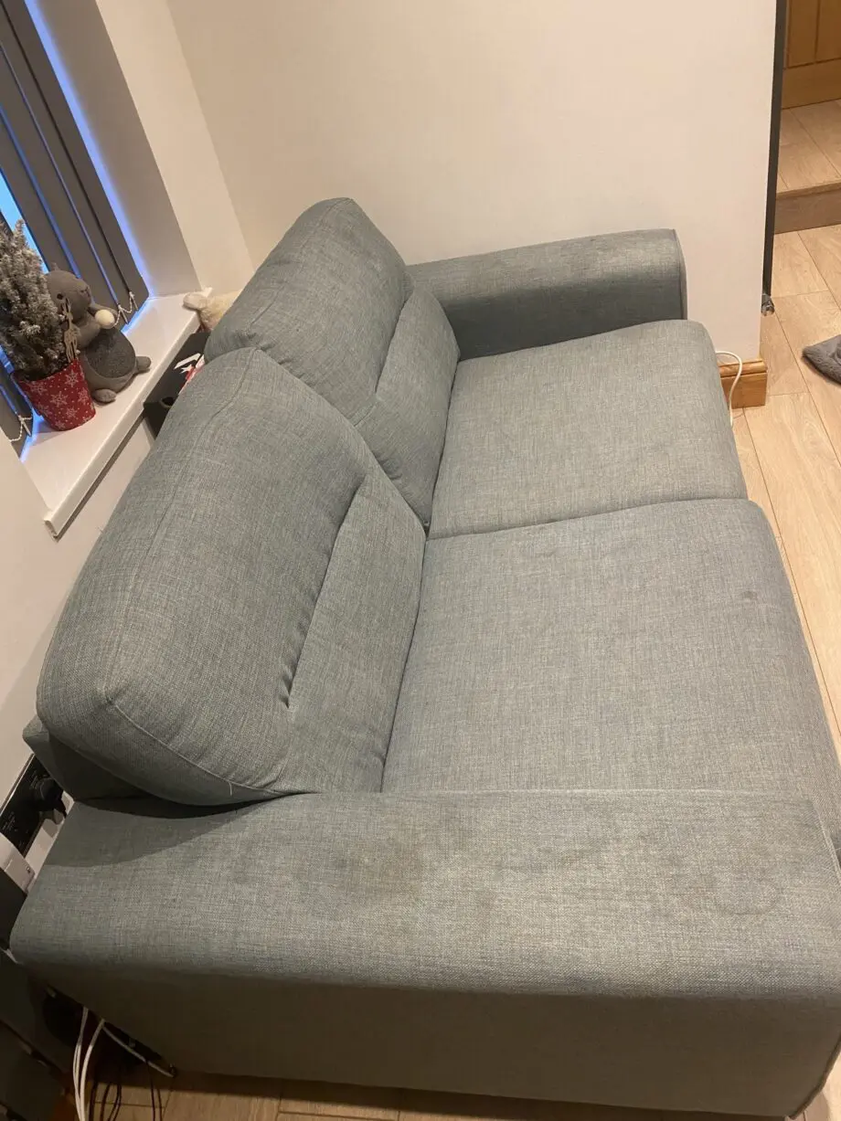 2 seater sofa, blue