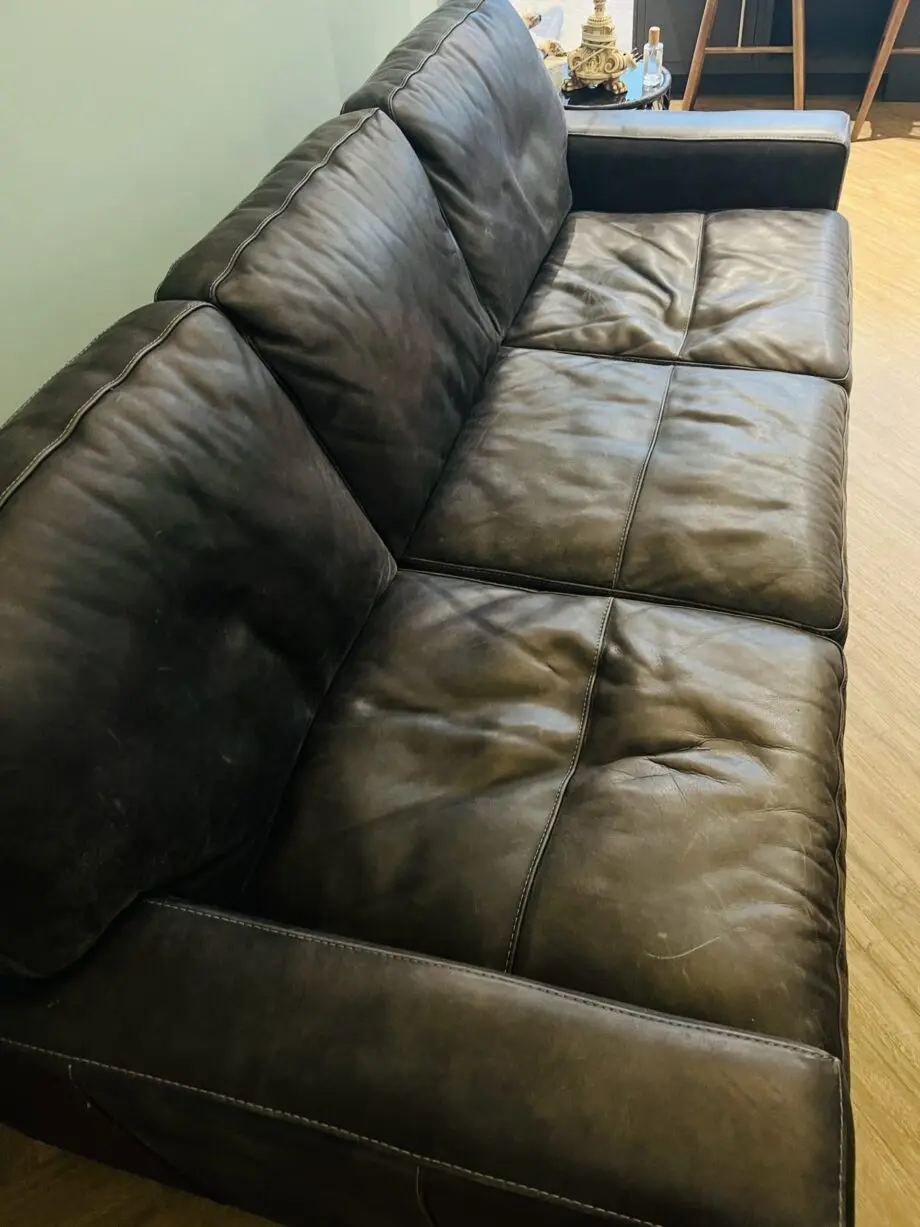 Leather Sofa & Footstool