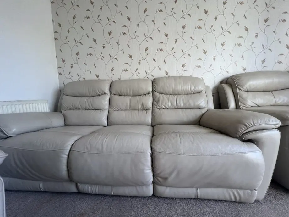 DFS Leather creamy sofa three set