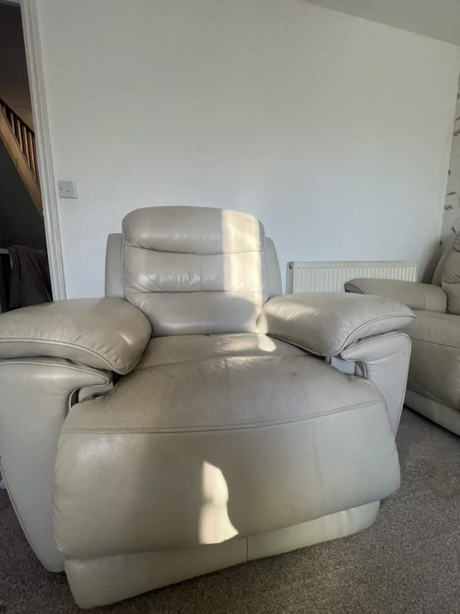 DFS Leather creamy sofa three set