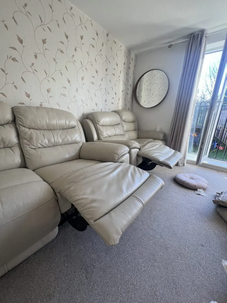 DFS Leather creamy sofa three set