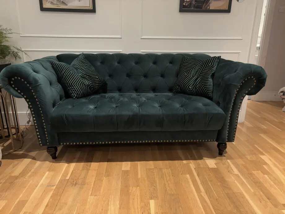 Green Velvet Chesterfield Sofa Set
