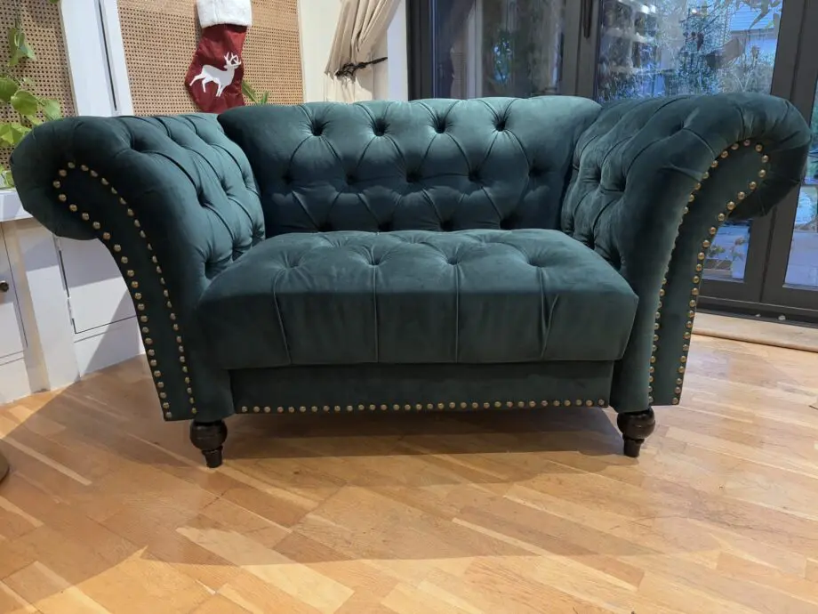 Green Velvet Chesterfield Sofa Set