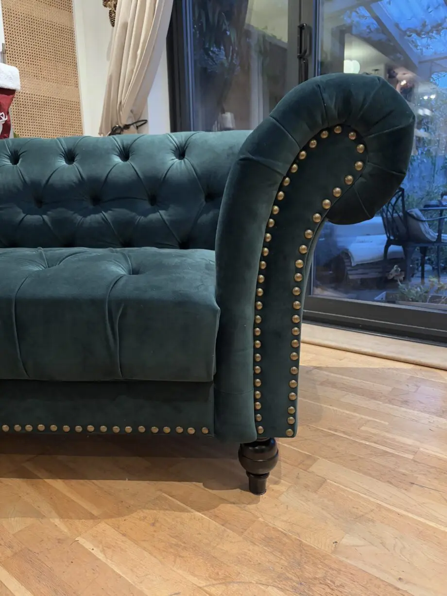 Green Velvet Chesterfield Sofa Set