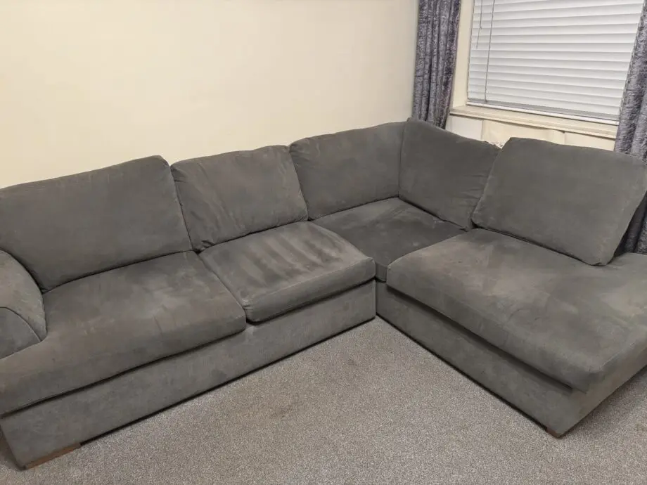 Dfs left side sofa and swivel chair grey