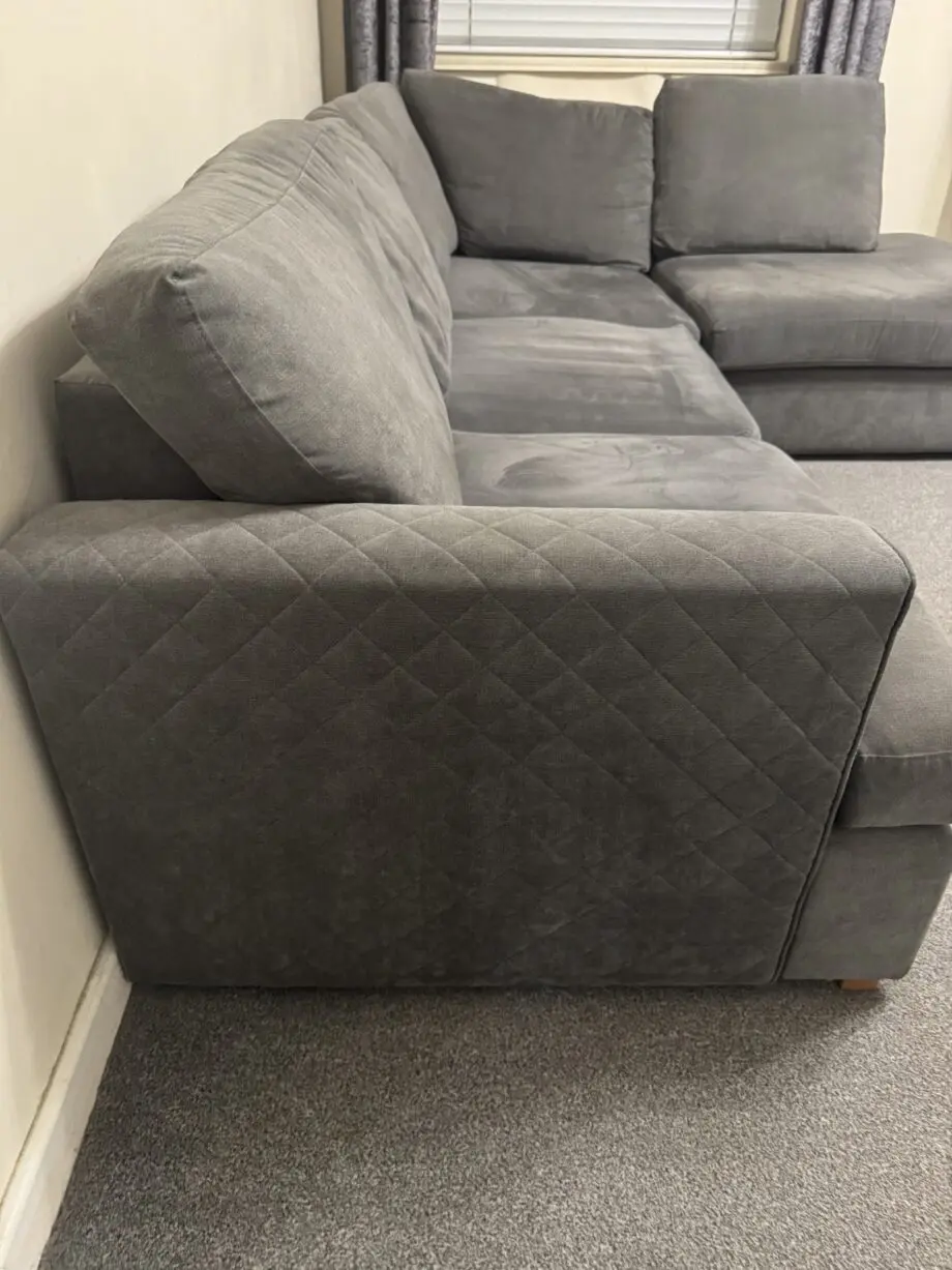 Dfs left side sofa and swivel chair grey