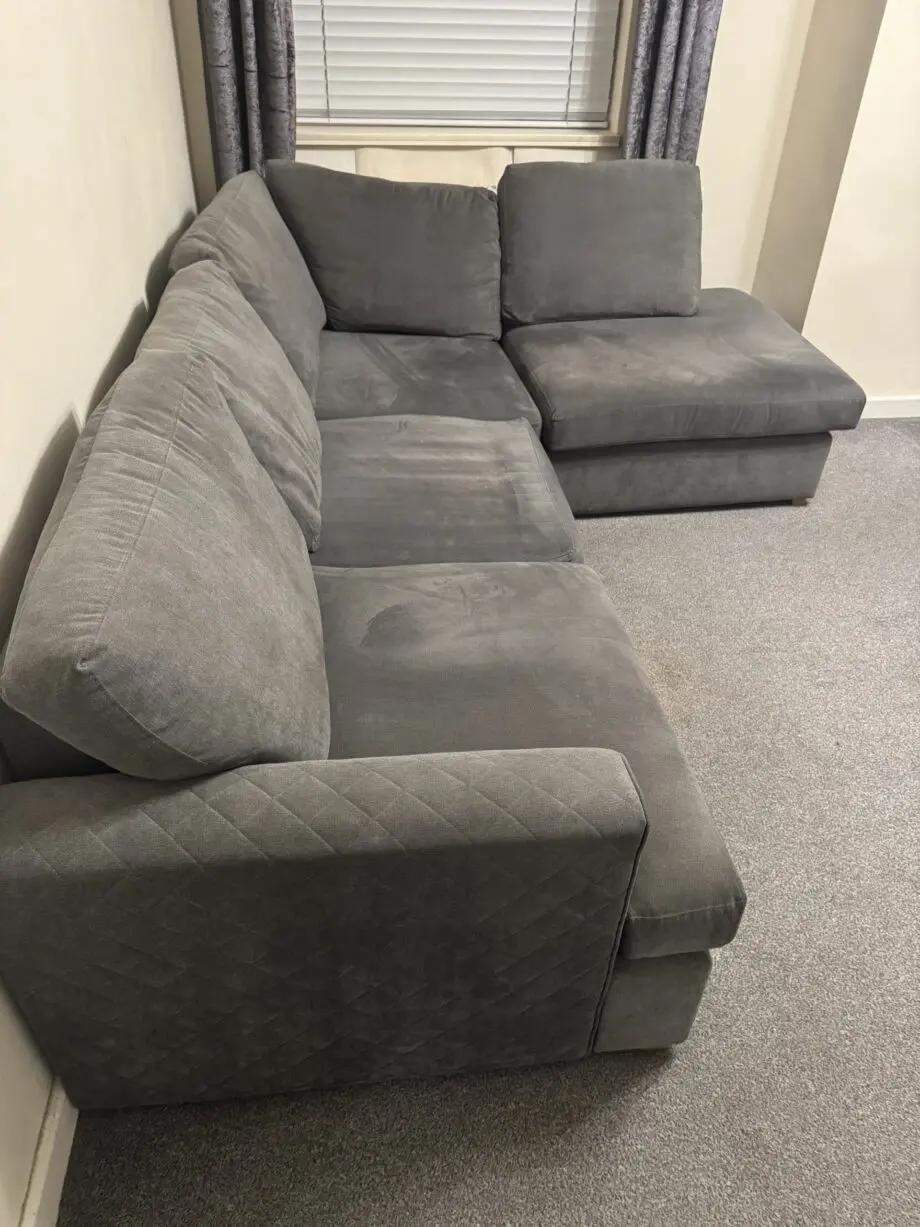 Dfs left side sofa and swivel chair grey