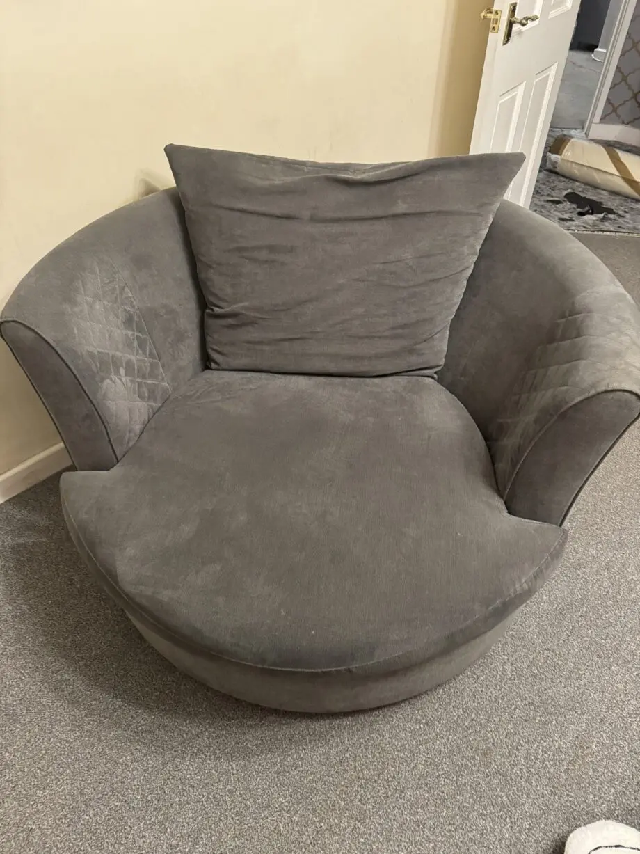 Dfs left side sofa and swivel chair grey
