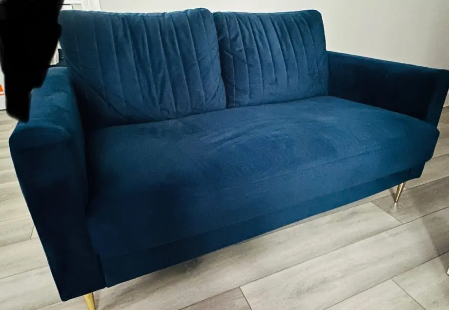 Velvet blue sofa for 2 people