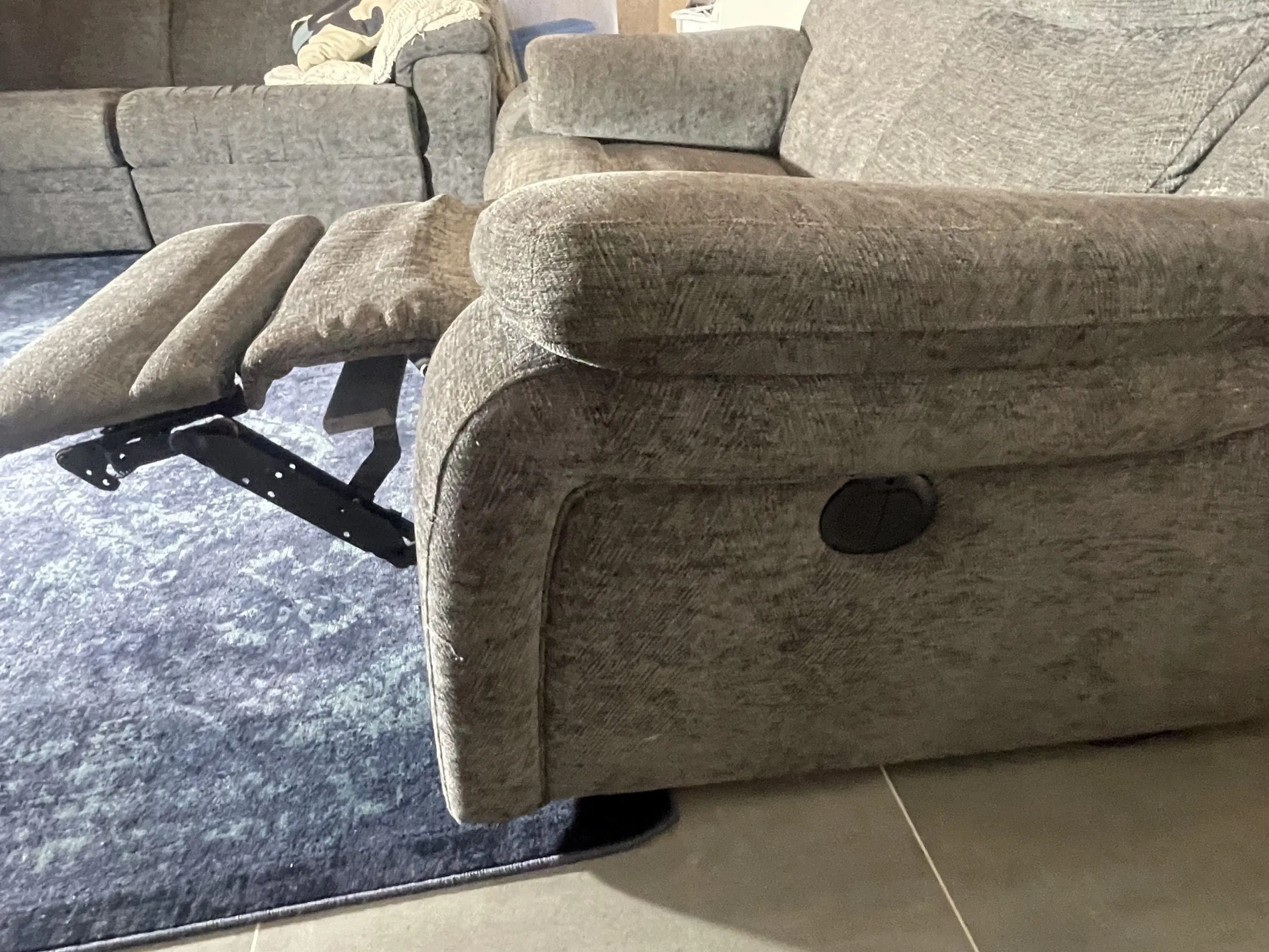 2 grey power recliner sofas DFS 3 Seater 2 Seater Grey Chenille Fabric