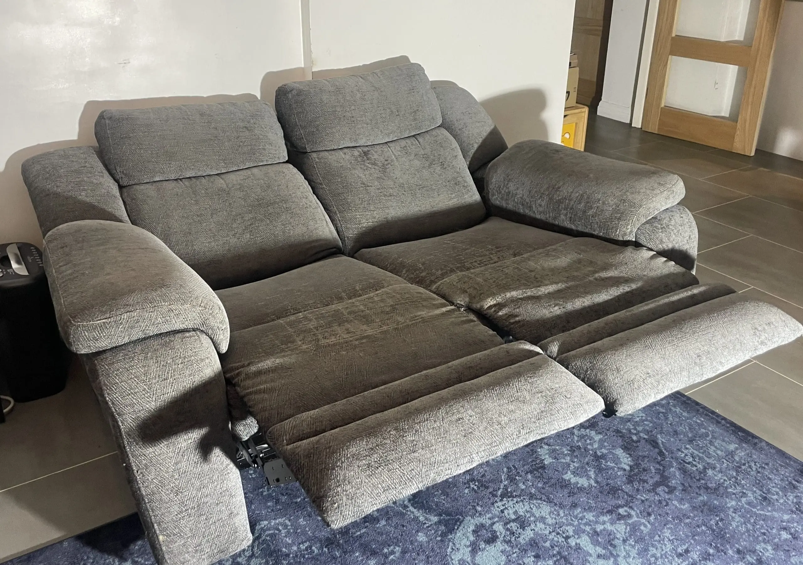 2 grey power recliner sofas DFS 3 Seater 2 Seater Grey Chenille Fabric