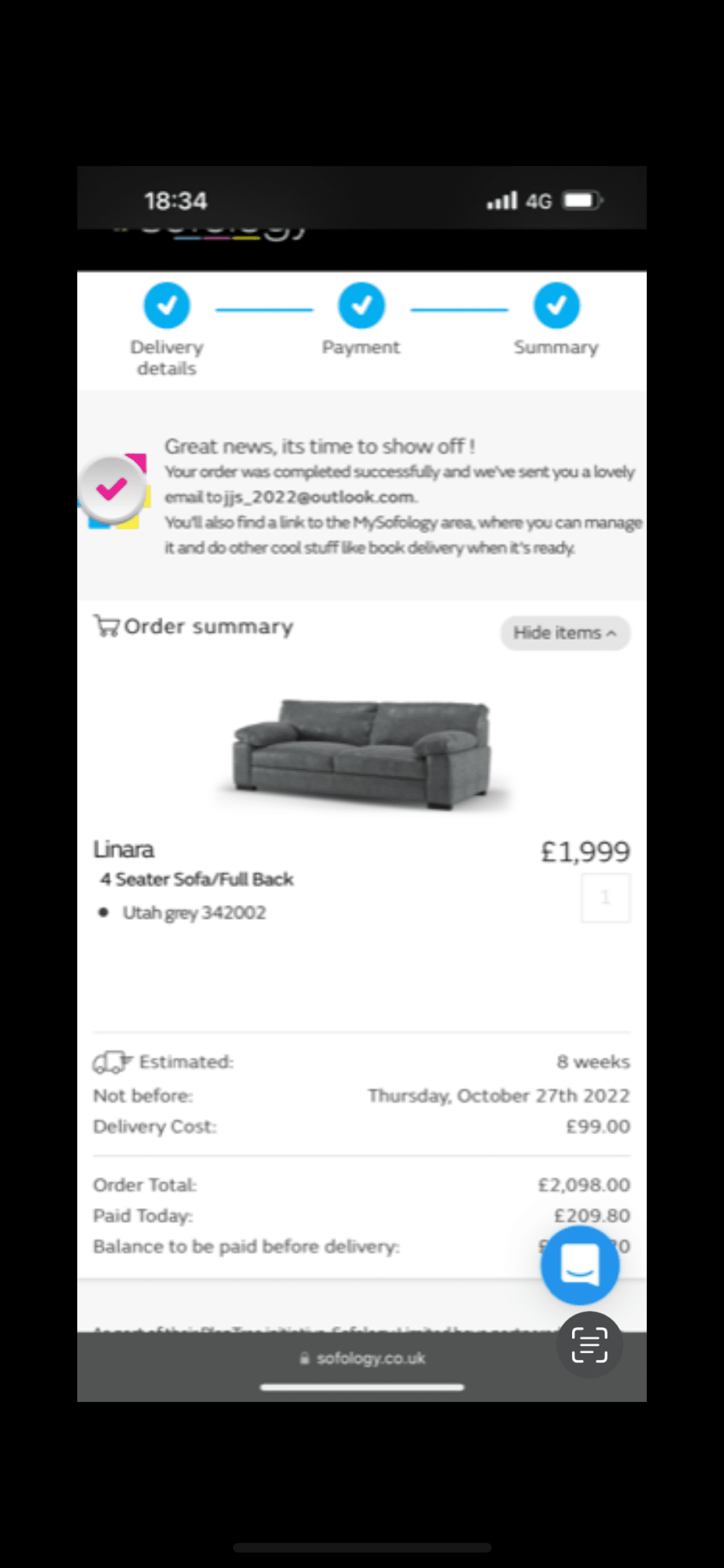 Sofology Linara 4 seater Utah Grey